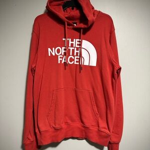 The North Face Men’s Red Crewneck Hoodie with White Logo